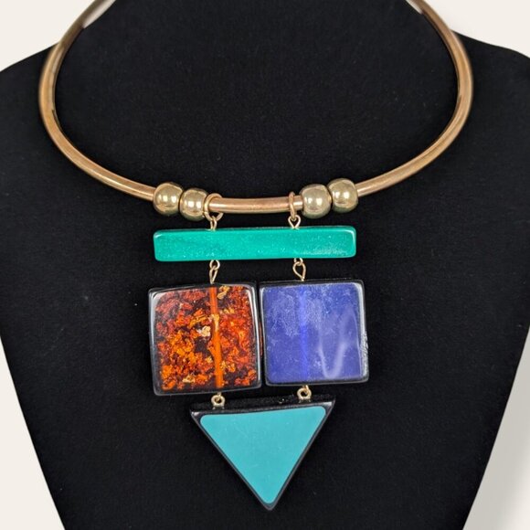 (2/$20) Colourful Abstract Torque Necklace - Picture 4 of 6